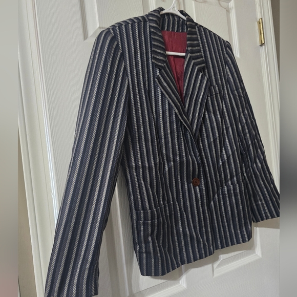 Vintage Striped Steam Punk Blazer by Adolfo Atelier, Fully Lined, Size 8, EUC! - Picture 2 of 12